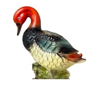 Duck Wales Redhead Ceramic Red Orange Black Green Japan Vintage